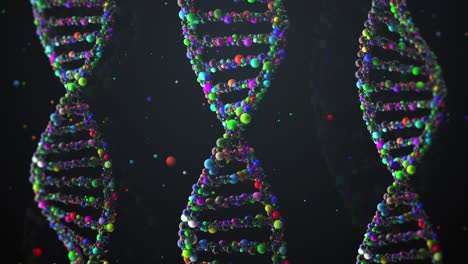 dna helix made of a lot of colored spheres