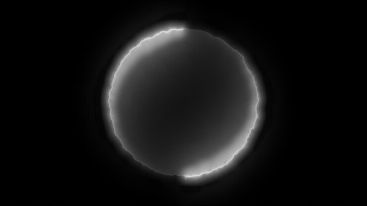 Abstract White Glowing Circle on Black Background