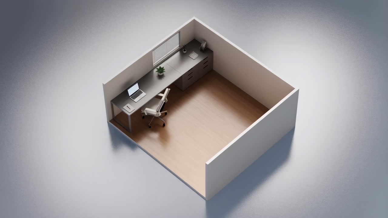 Modern Office Workspace Interior Isometric View