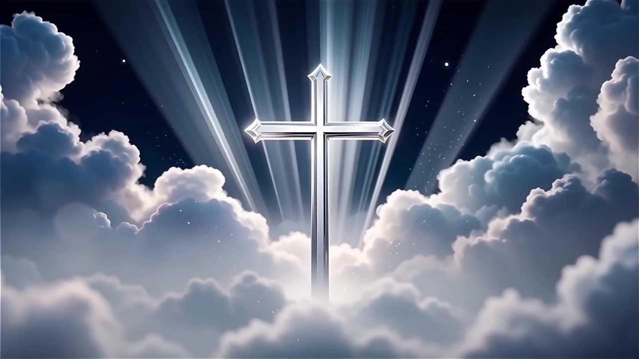 Christian Cross Heavenly Light Worship Background