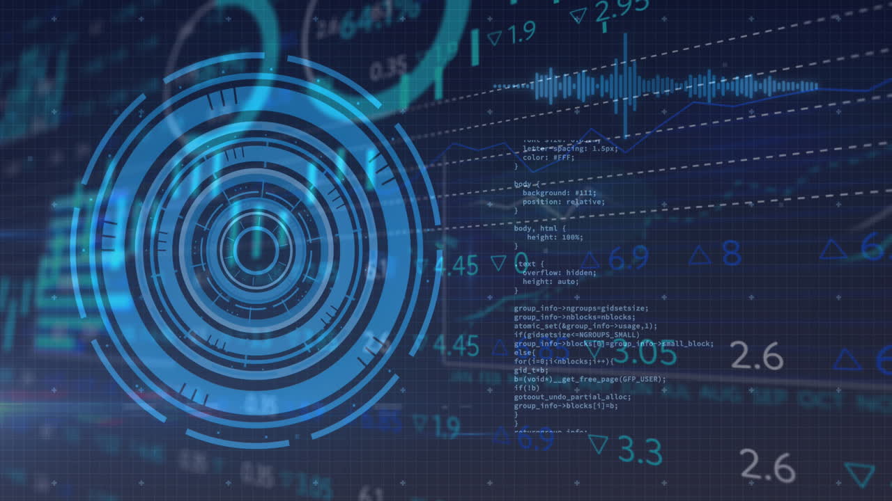 animación del procesamiento de datos financieros sobre las estadísticas