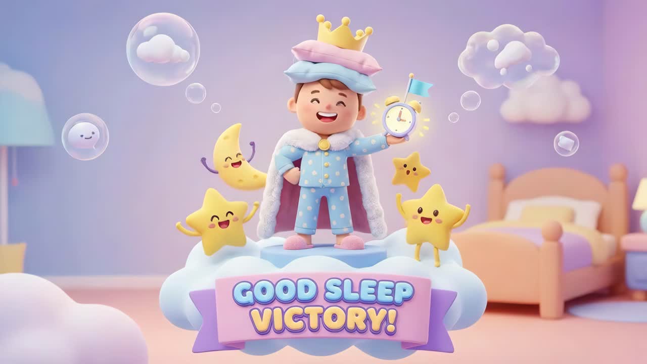 Good Sleep Victory Cartoon Illustration