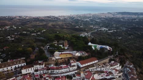 cityscape of mijas, aerial wide angle view