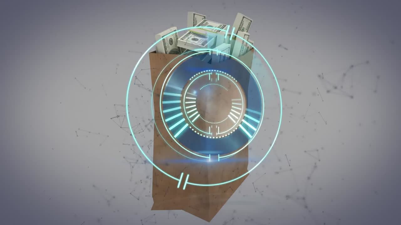 animación del círculo de carga sobre la billetera con dinero