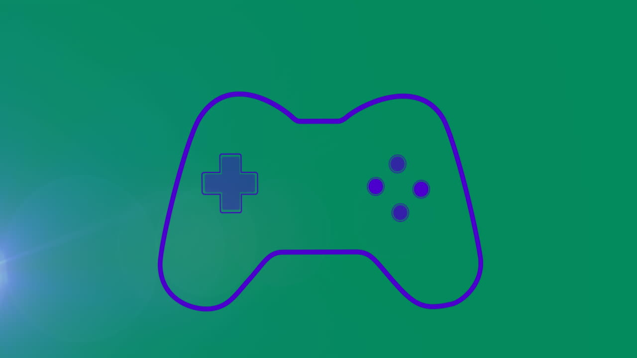 Animation of game controller against gradient background