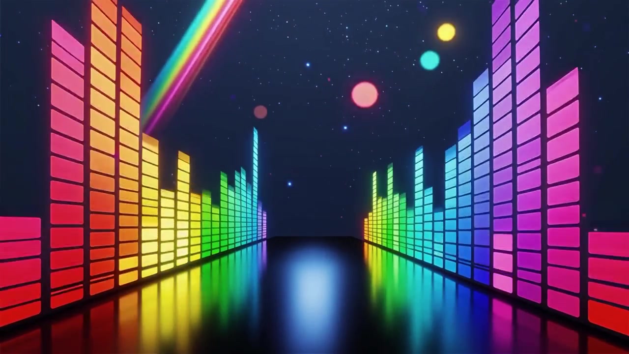 Futuristic Rainbow Neon Music Equalizer Visualizer Background