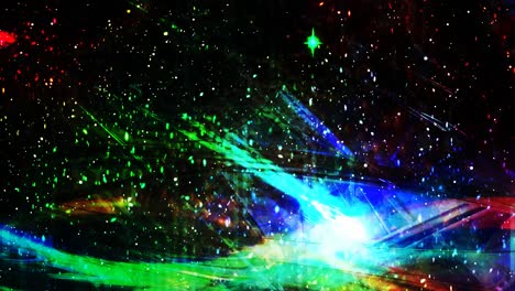 geometría caótica multicolor oscura en el espacio exterior con estrellas - 4k animación de fondo de movimiento de bucle sin costuras