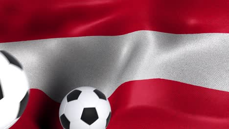 bandera de austria con pelotas de fútbol