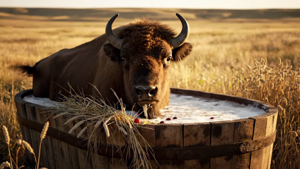 Bison in a Milk Bath