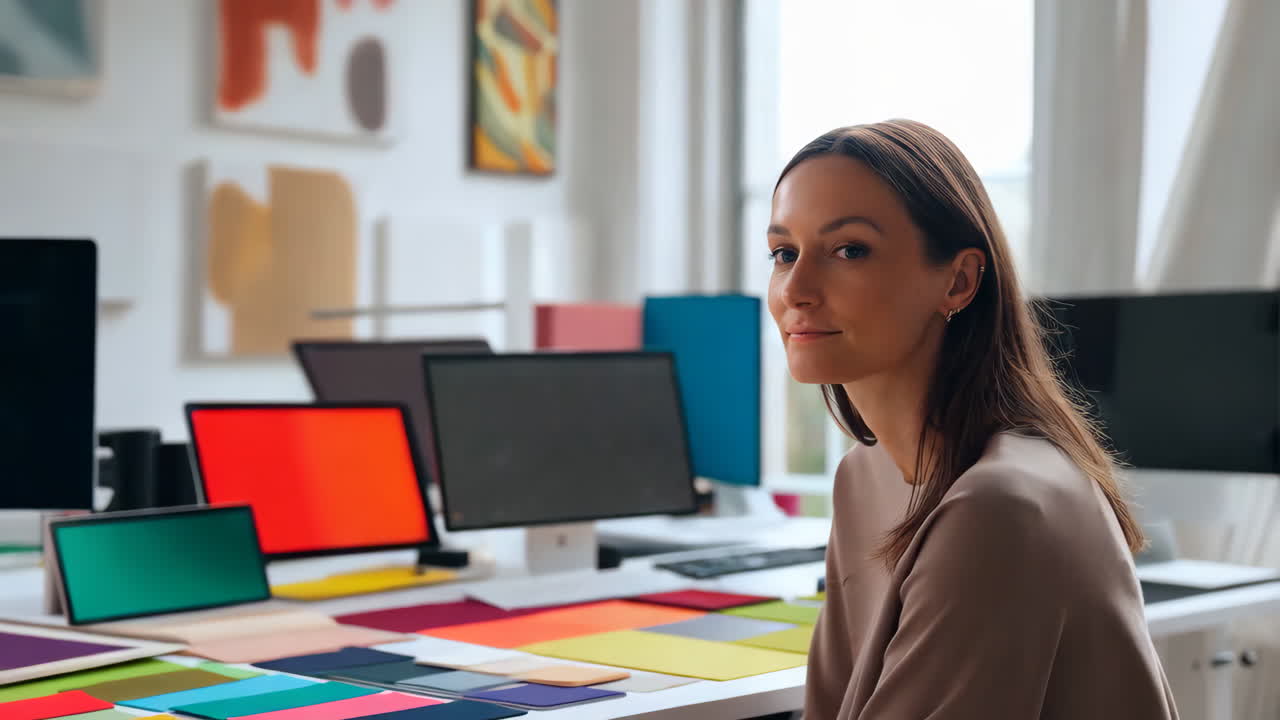 Woman Designer in Modern Creative Workspace