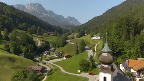 incredible establishing shot of maria gern church in upper bavaria, germany