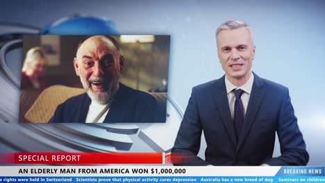 un anciano gana un millón de dólares.