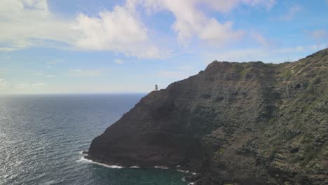 panorámica aérea vista izquierda del faro makapuu en waimanalo hawaii