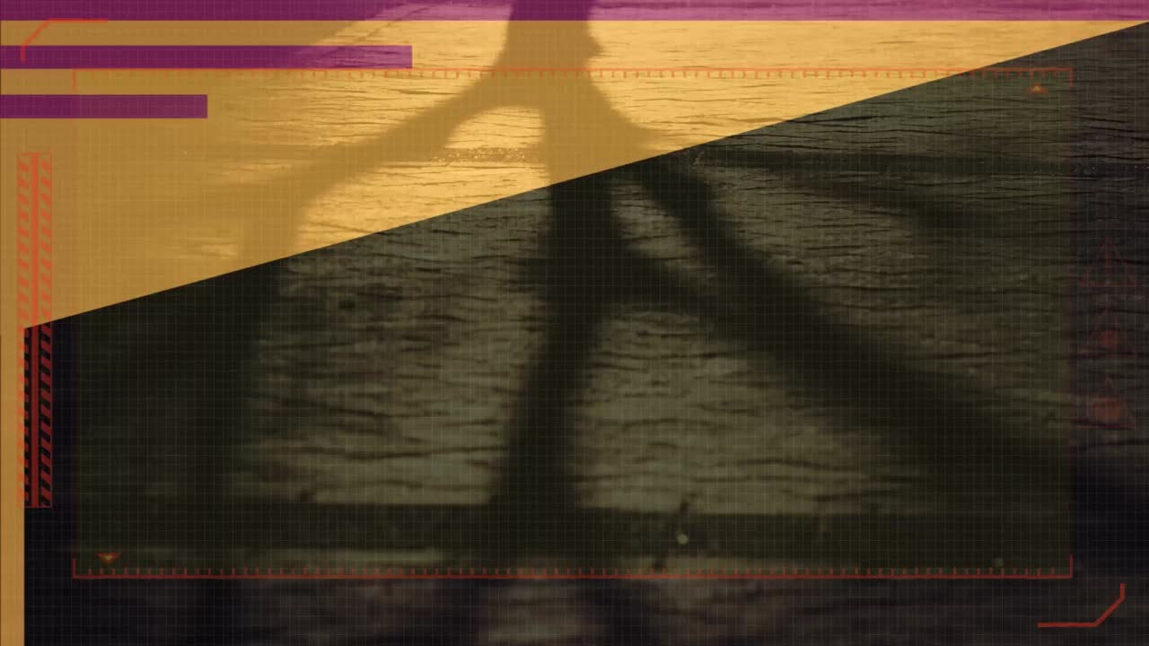 거리에서  ⁇ 는 사람들 위에 디지털 화면의 애니메이션