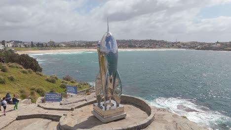 giant rocket sculpture at bondi beach, australia