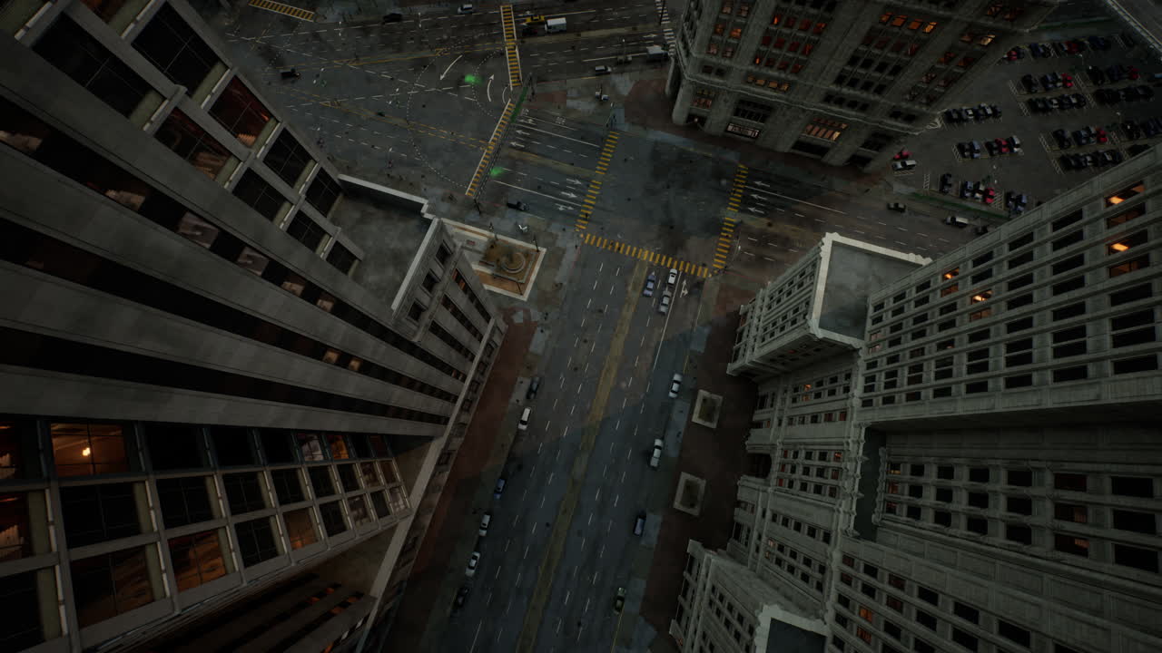 뉴욕 다운타운 건물 지붕의 공중 전망