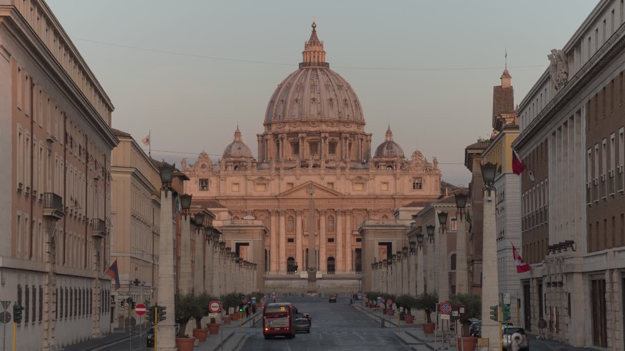 St. Peter's Basilica in Rome at Sunrise