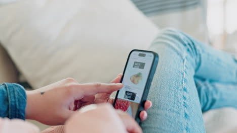 Phone-screen,-food-and-couple-online-shopping