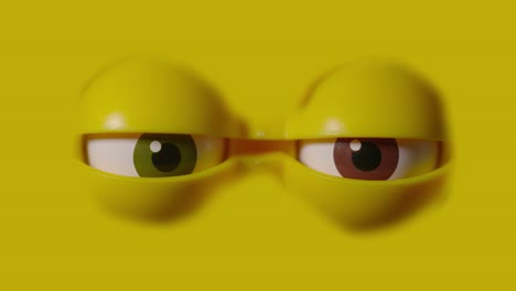 ojos de dibujos animados entrece los ojos y mira sospechoso y luego abrir bucle ancho capaz, 2 clips