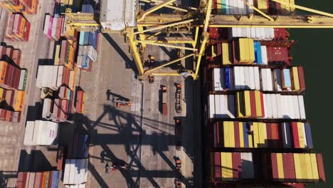 Sea-Dock-Or-Cargo-Seaport-Of-Manzanillo-In-Colima,-Mexico---aerial-top-down