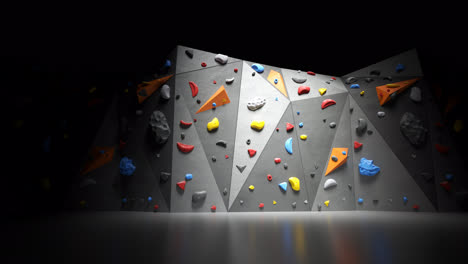 Animación-En-Bucle-De-Una-Pared-Artificial-De-Escalada-O-Boulder.-Actividad-Deportiva-Extrema-De-Roca-Para-Entrenamiento-En-Interiores-Y-Ejercicio-En-El-Tiempo-Libre.-Gimnasio-Vacío-En-Bucle-Con-Muchas-Presas-Coloridas.