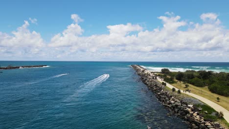 gold coast seaway with views of the beach area, pedestrian pathways and boating channel