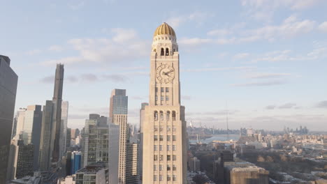aerial view of brooklyn's one hanson place. shot on a winter afternoon in new york city.