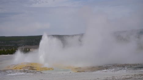 geyser eruption in yellowstone national park