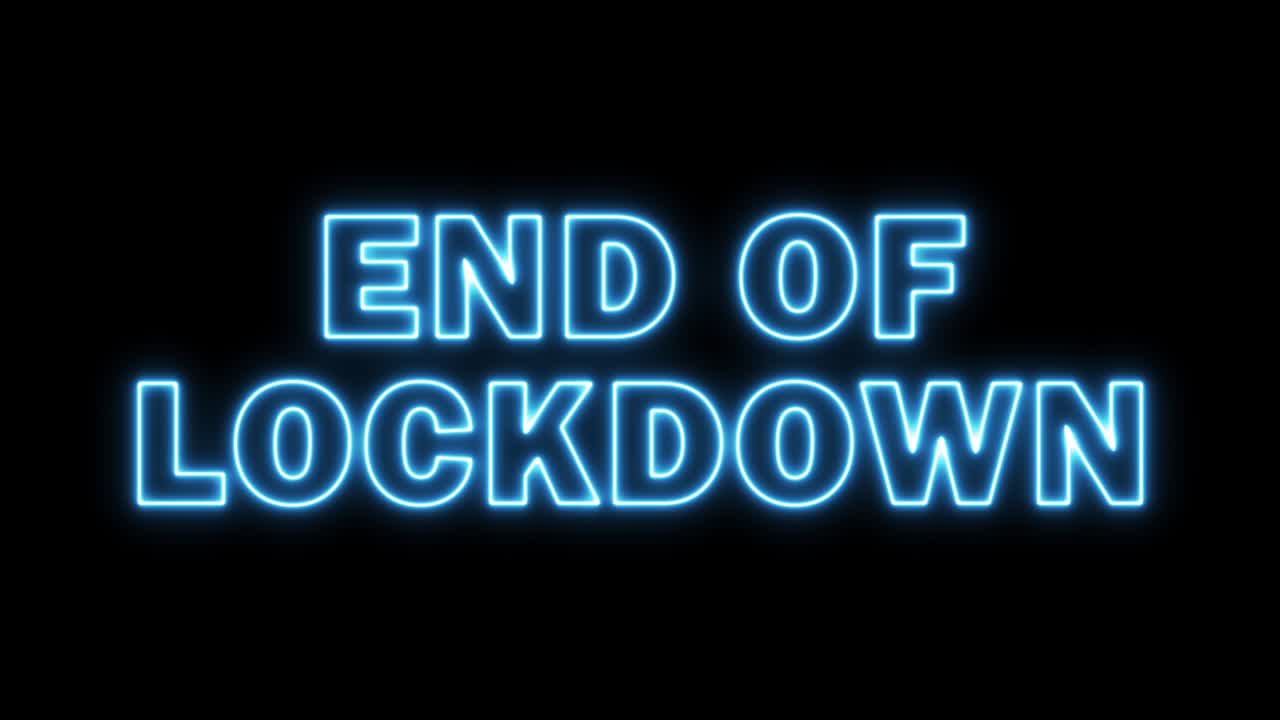 봉쇄 종료 네온 표지판