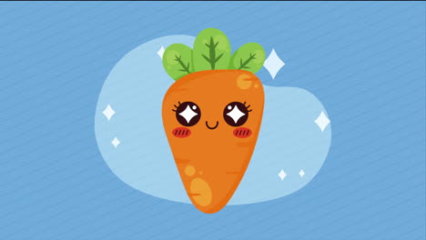 fresh carrot vegetable kawaii character animation