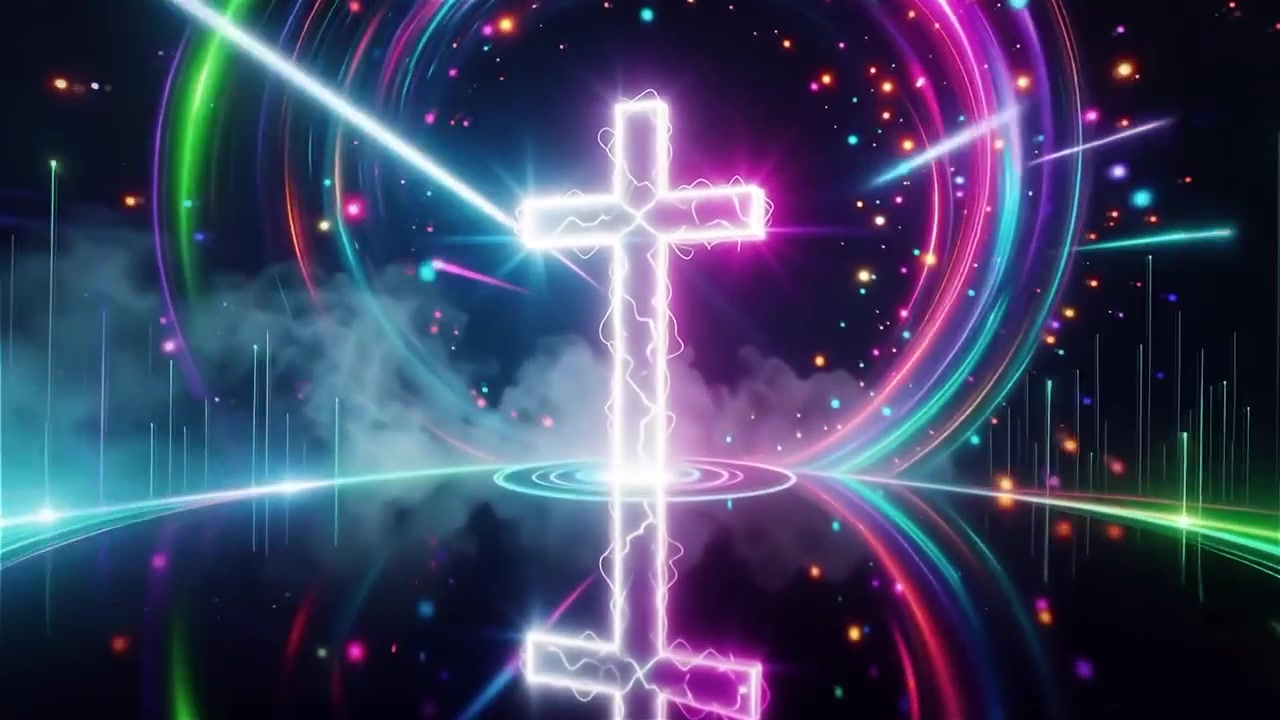 Croce Cristiana Luce Celestiale Sfondo per il Culto.