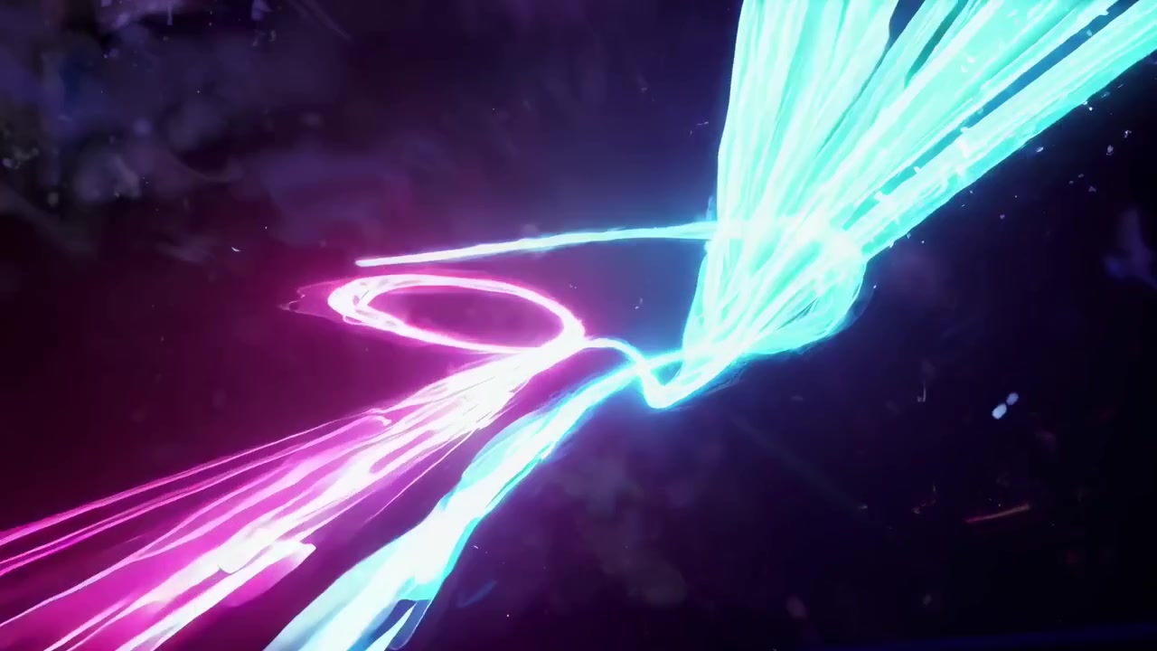 Abstract Motion Graphics of Glowing Pink and Blue Energy Streams