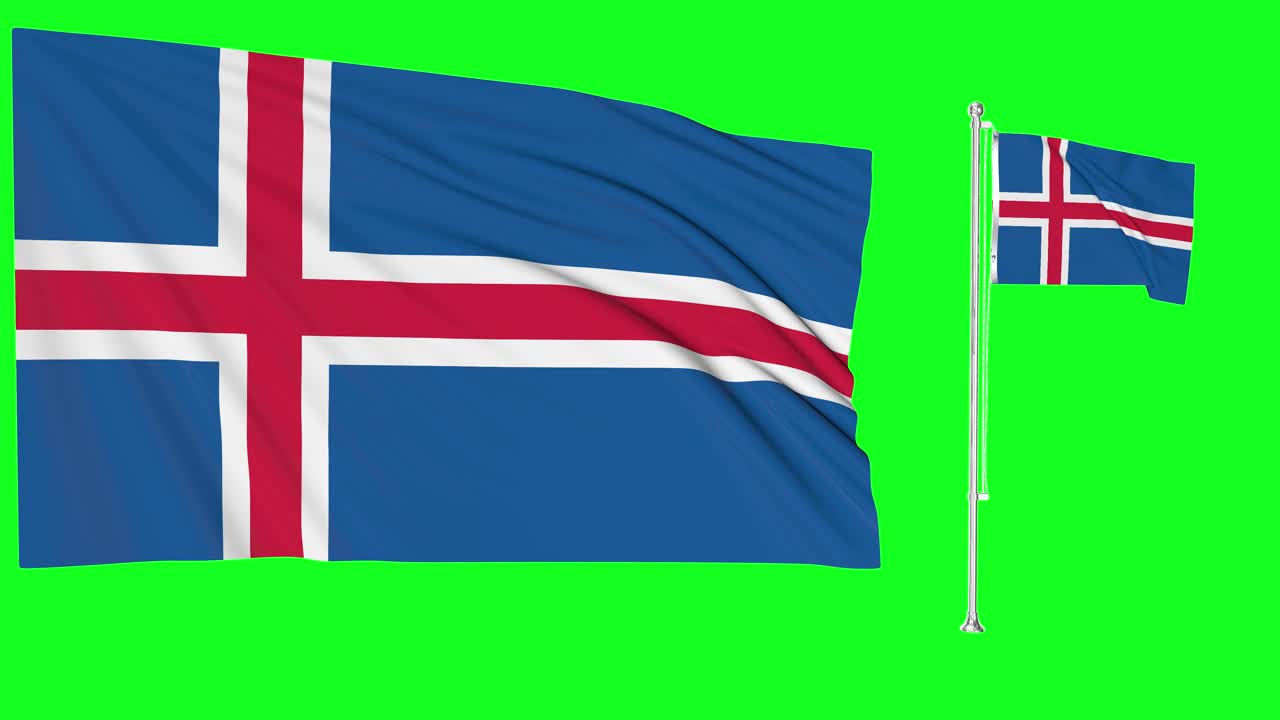 아이슬란드의  ⁇ 발이나  ⁇ 발 기둥을 흔드는 초록색 화면