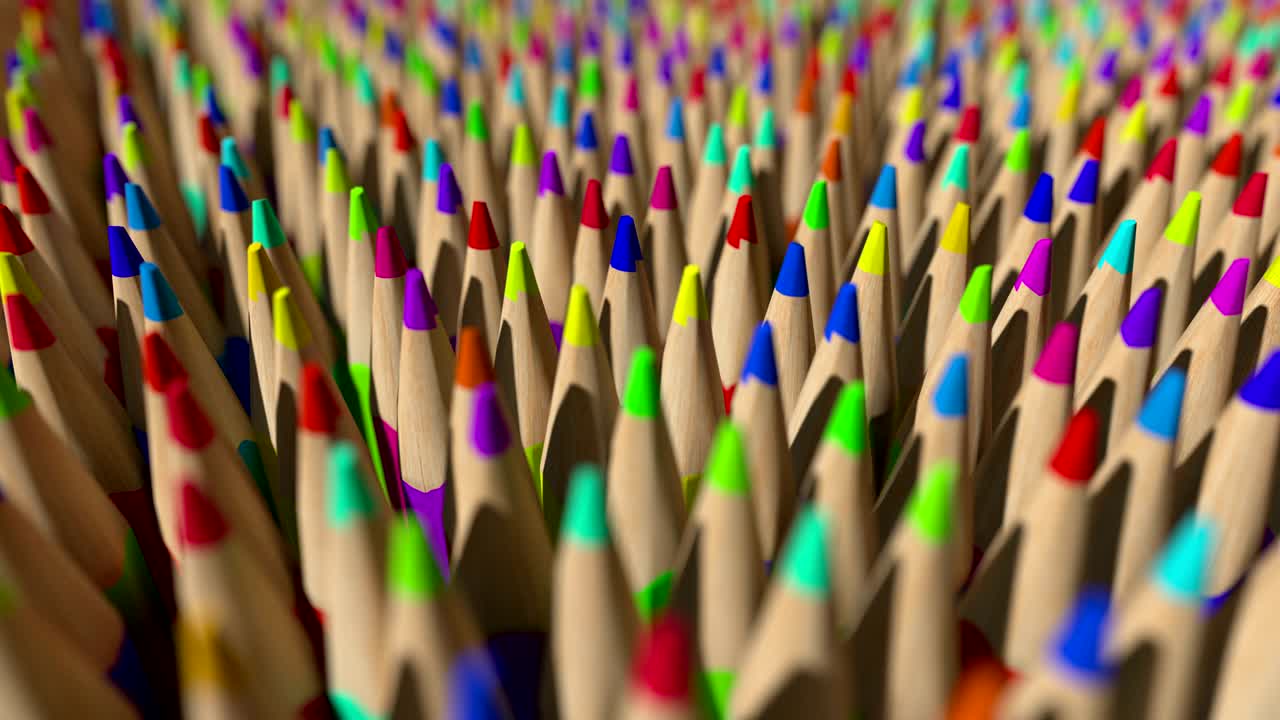 다채로운 연필 끝, 루핑 3d 애니메이션