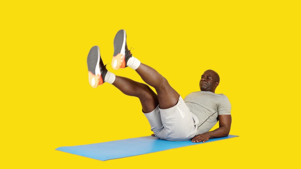 Man Performing Core Exercise on Yoga Mat
