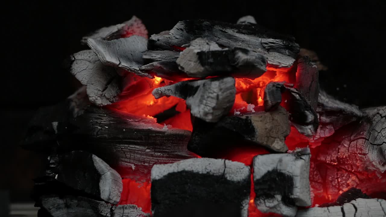 Glowing Embers of Charcoal Fire