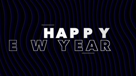 Happy-New-Year-with-waves-and-lines-pattern-on-black-gradient