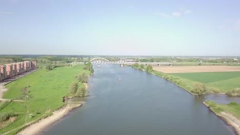 aerial view over the lake or canal in holland