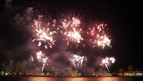 Night Fireworks over the City River