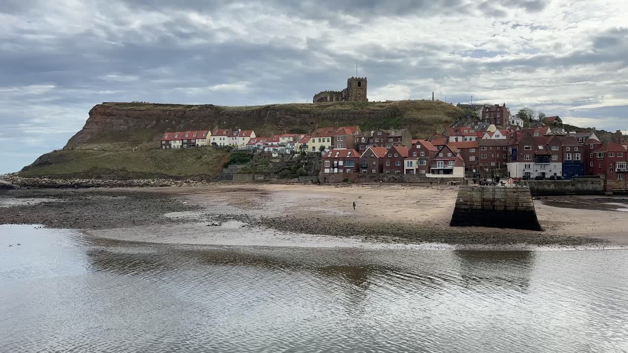 Whitby seaside british english city uk north yorkshire river esk abbey uk historic harbour port town england