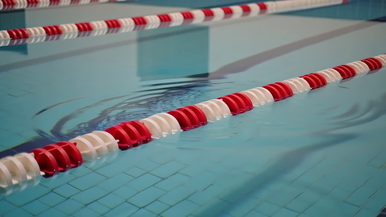 Empty Swimming Pool with Lane Ropes