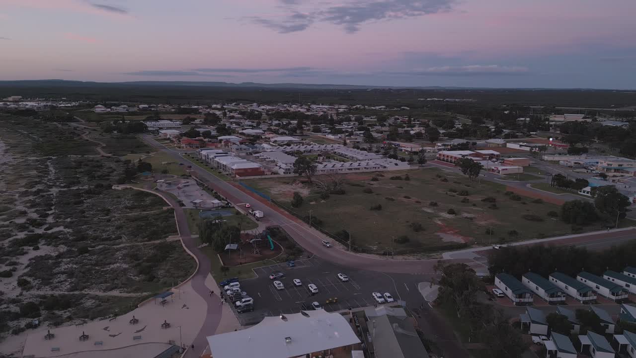 Panning drone footage of Jurien Bay at Sunset in Winter