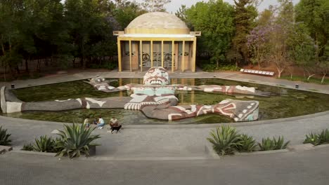 fountain "tlaloc" designed by diego rivera, view from above. chapultepec, mexico city. "carcamo de dolores" it is a hydraulic work located in the second section of the chapultepec forest