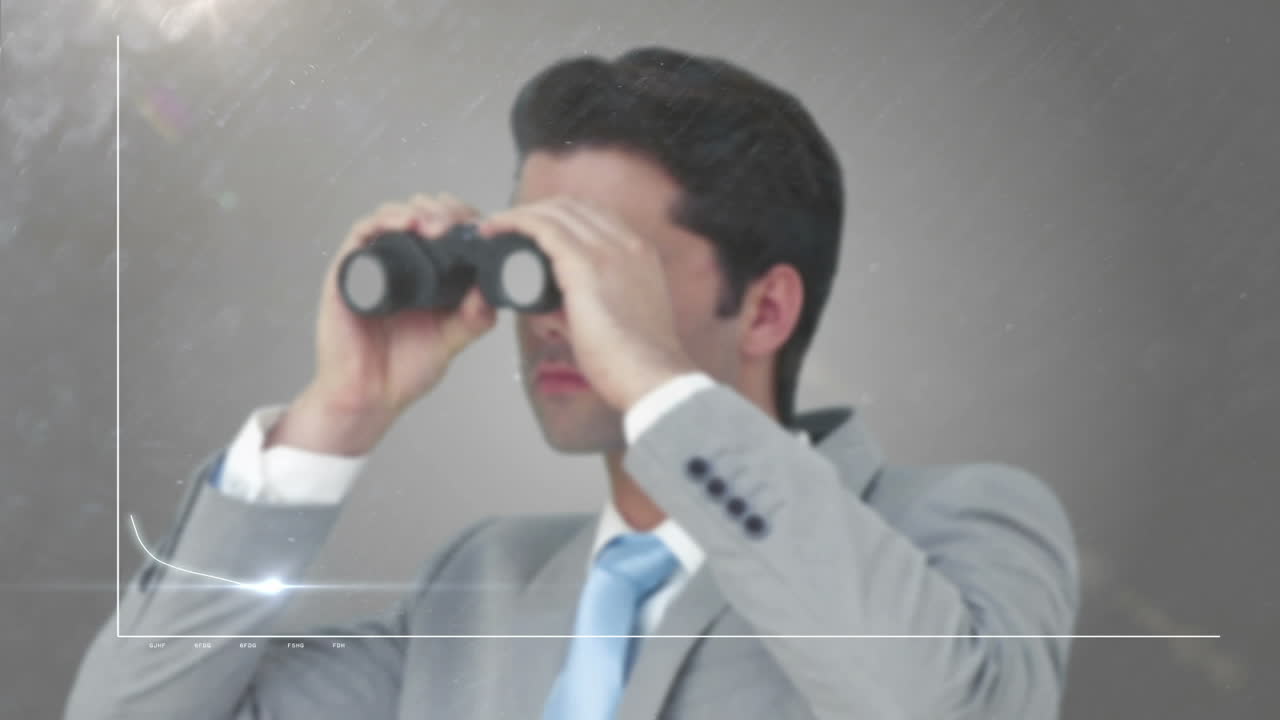 사업가 가 안경 을 통해 그래프 를 보고 있다