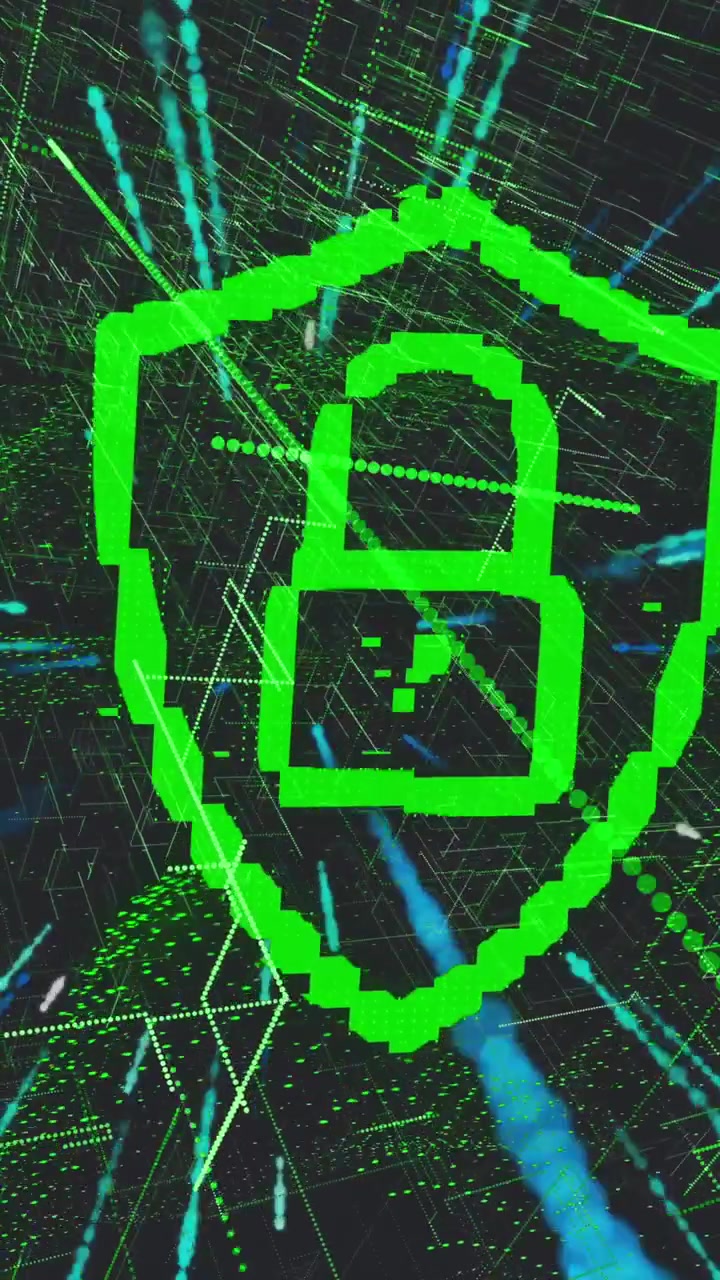 Animation of online security padlock over data processing