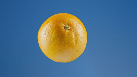 isolated orange turning against the backdrop of a keyable blue screen