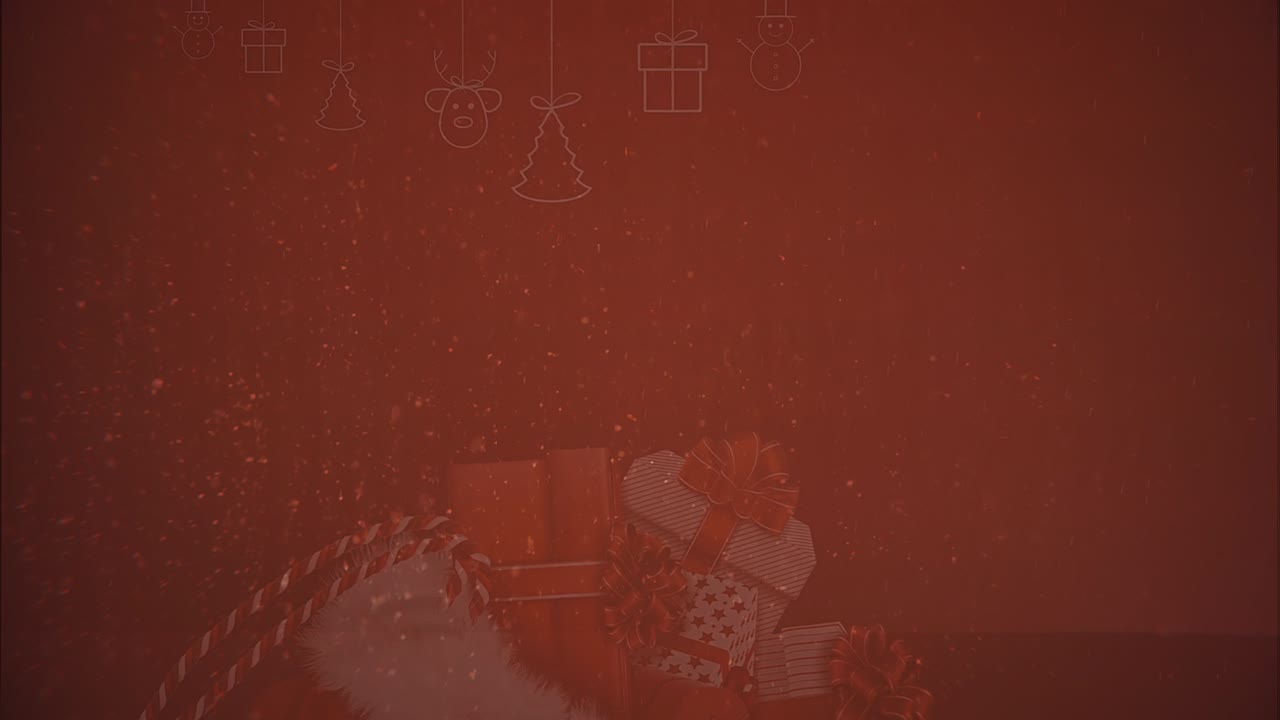 크리스마스 선물과 장식품과 함께 메리 크리스마스 글자의 사랑스러운 4k 애니메이션.