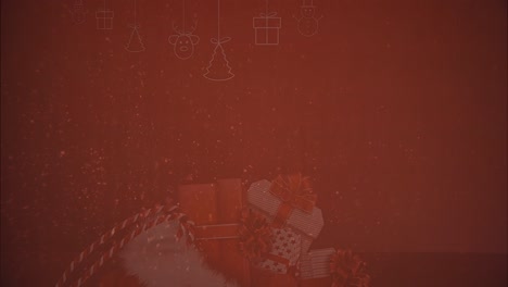 크리스마스 선물과 장식품과 함께 메리 크리스마스 글자의 사랑스러운 4k 애니메이션.