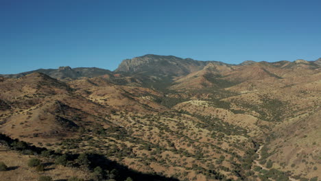 wide aerial moving above arid mountainous landscape in new mexico, 4k