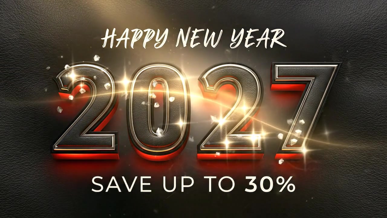 Grafica Promozionale Felice Anno Nuovo 2027 con Sconto